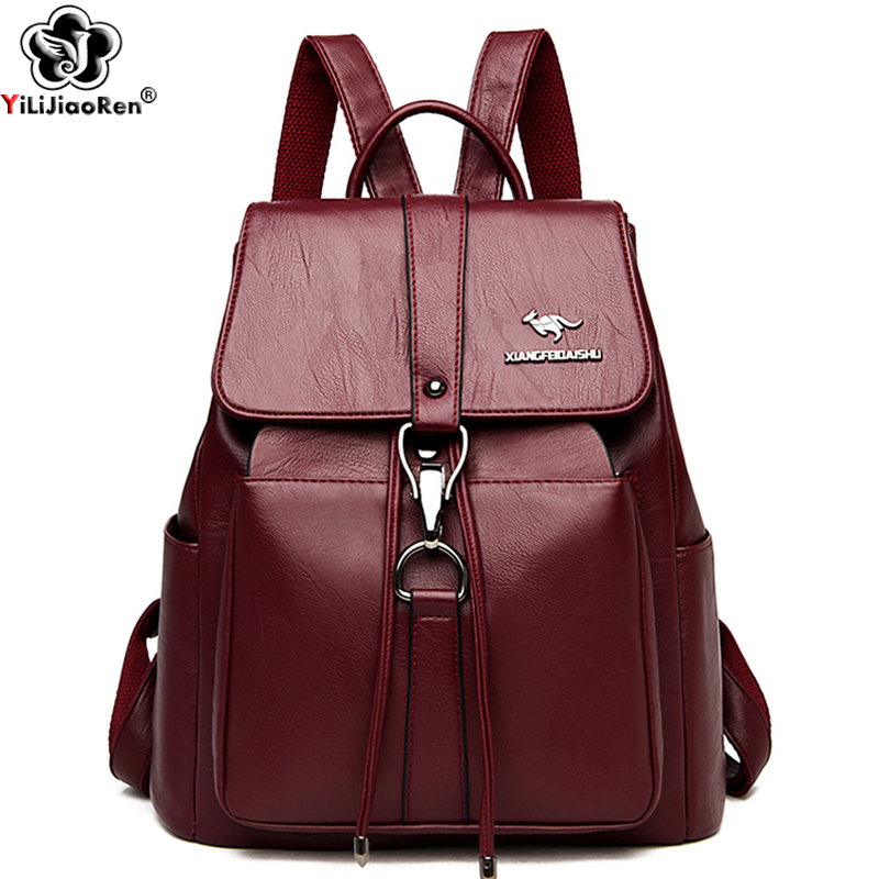 Genuine Leather Backpack - حقيبة ظهر مضادة للسرقة للنساء حقيبة