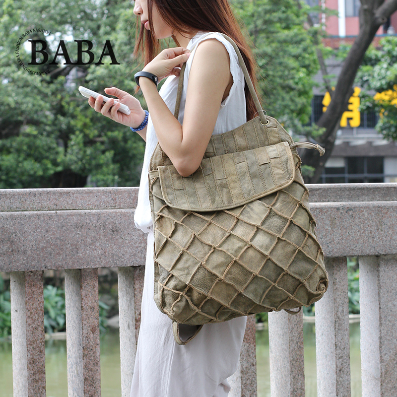 Genuine Leather Backpack - حقيبة ظهر نسائية أوروبية/أمريكية جديدة متعددة