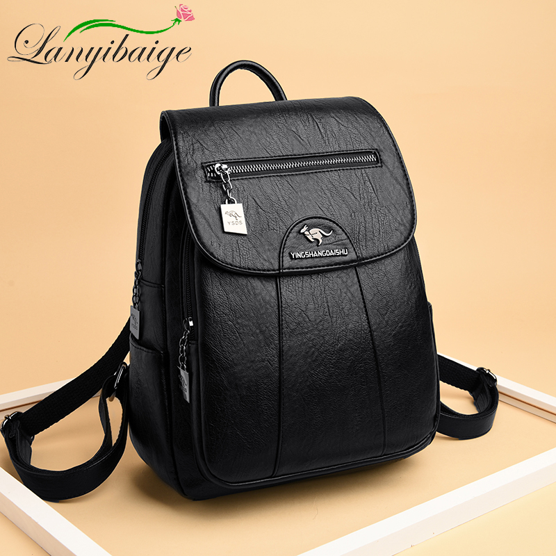 Genuine Leather Backpack - حقيبة ظهر من الجلد الناعم للنساء