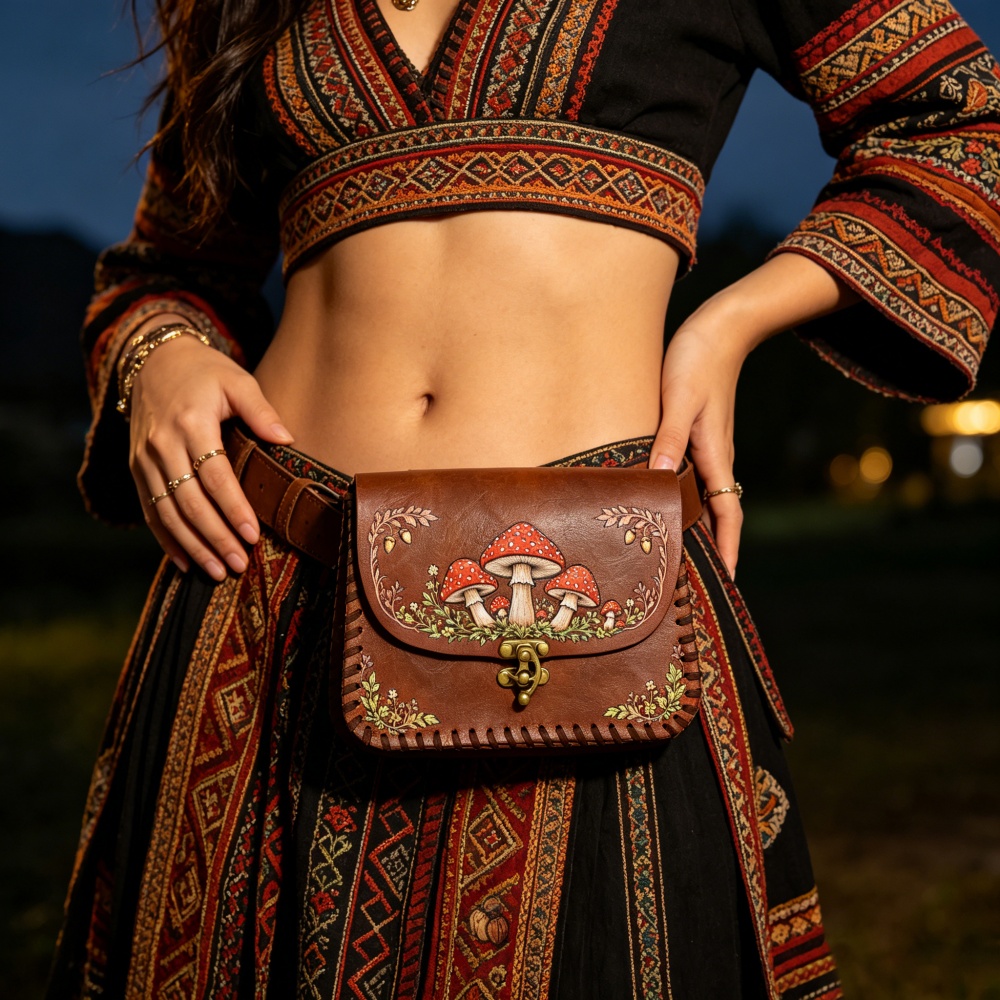 Belt Bag Leather Wide - حقيبة خصر من الجلد الصناعي الأحمر