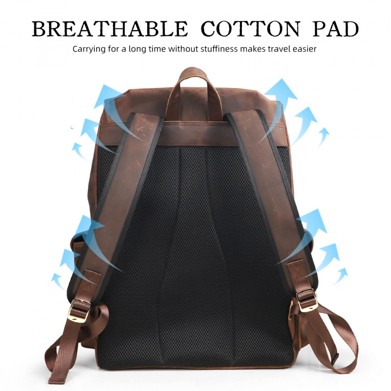حقيبة ظهر جلدية فاخرة جديدة لل - مراجعة Genuine Leather Backpack وسعره