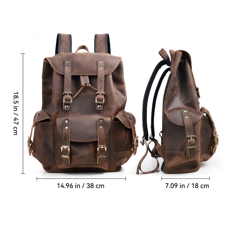 حقيبة ظهر جلدية فاخرة جديدة لل - مراجعة Genuine Leather Backpack وسعره