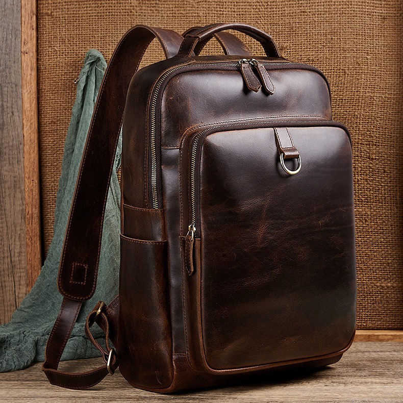 حقيبة ظهر رجالية للكمبيوتر الم - مراجعة Genuine Leather Backpack وسعره