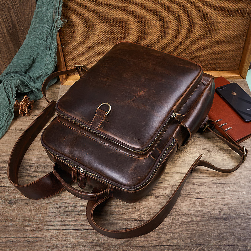 حقيبة ظهر رجالية للكمبيوتر الم - مراجعة Genuine Leather Backpack وسعره