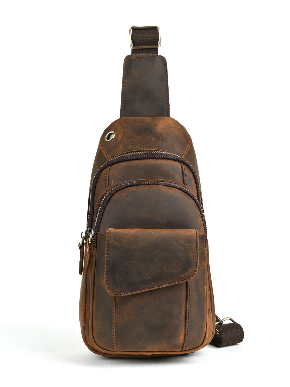 حقيبة صدر رجالية فاخرة متعددة  - مراجعة Genuine Leather Backpack وسعره
