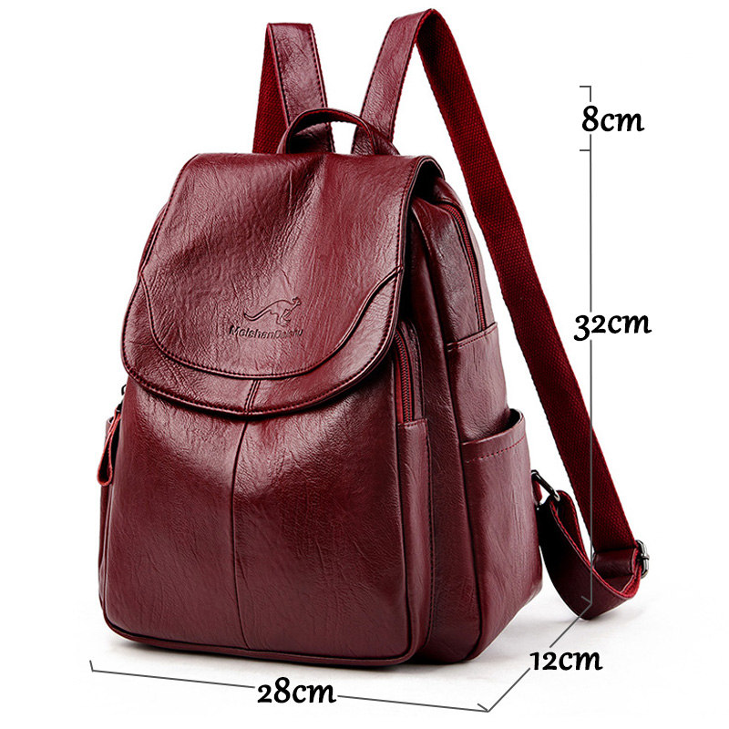 9 ألوان المرأة حقائب ظهر جلدية - مراجعة Genuine Leather Backpack وسعره