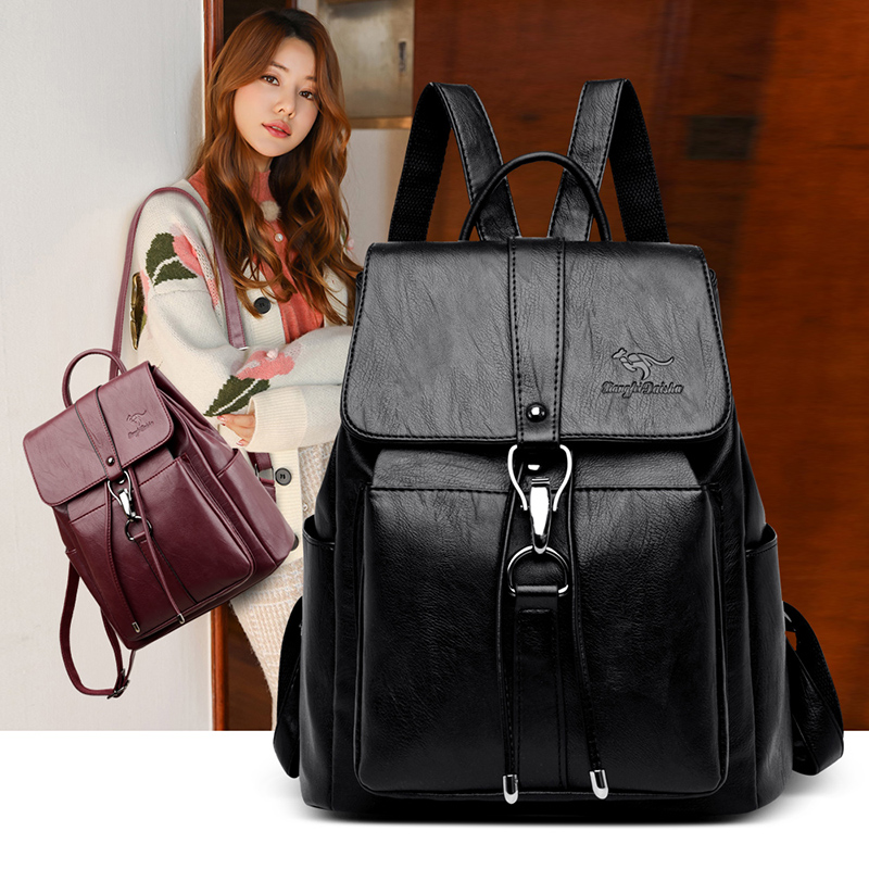 حقيبة ظهر مضادة للسرقة للنساء  - مراجعة Genuine Leather Backpack وسعره