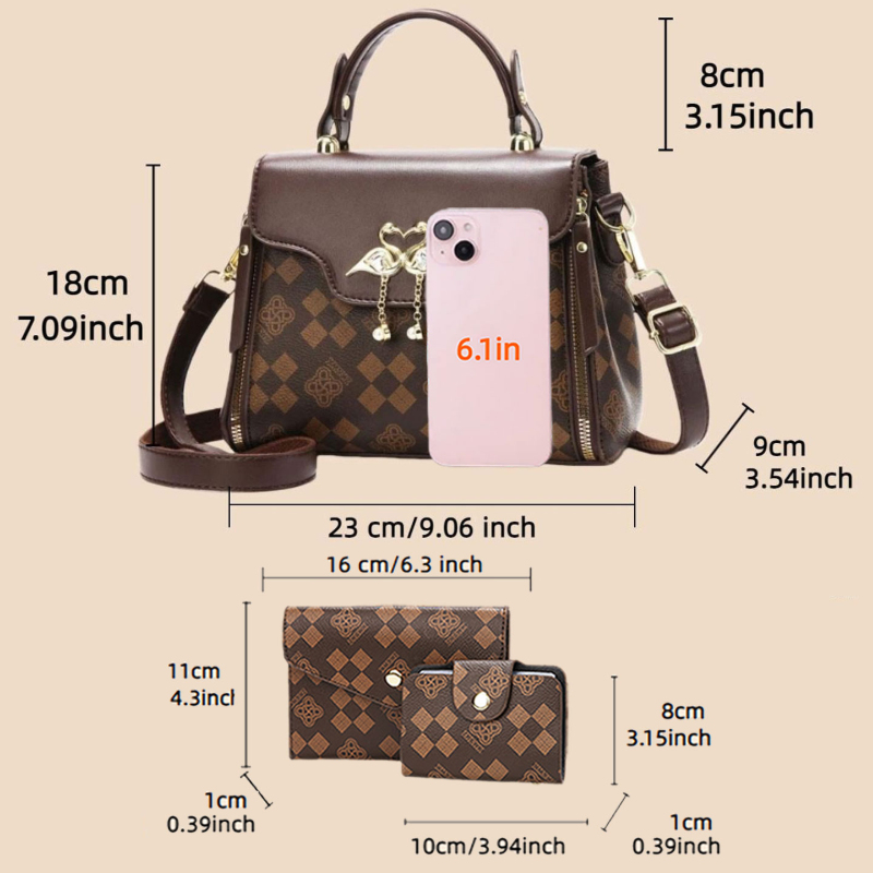 مجموعة حقائب نسائية من 3 قطع،  - مراجعة Luxury Bags With Zipper وسعره