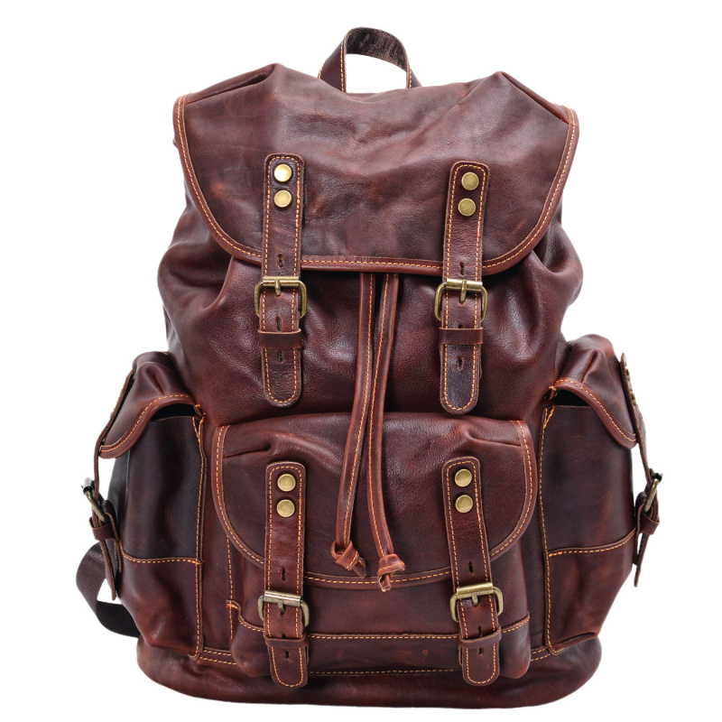 حقيبة كتف رجالية كلاسيكية من ا - مراجعة Genuine Leather Backpack وسعره