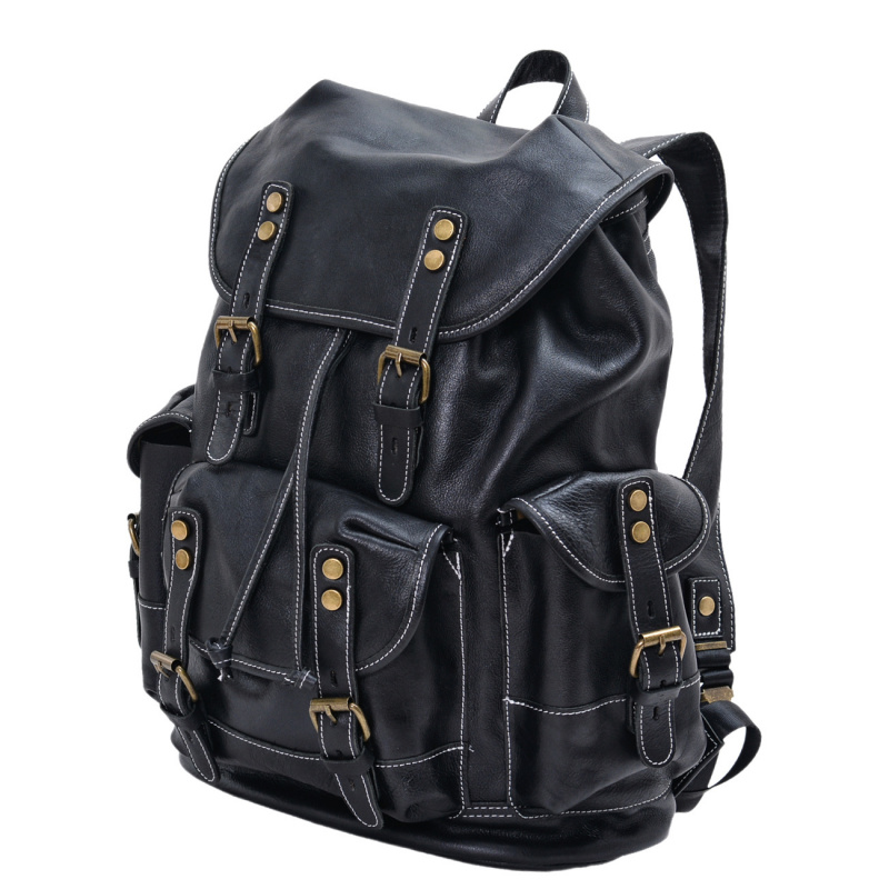 حقيبة كتف رجالية كلاسيكية من ا - مراجعة Genuine Leather Backpack وسعره