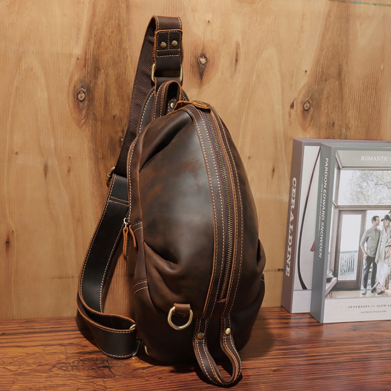 حقيبة صدر للرجال من الجلد الطب - مراجعة Genuine Leather Backpack وسعره