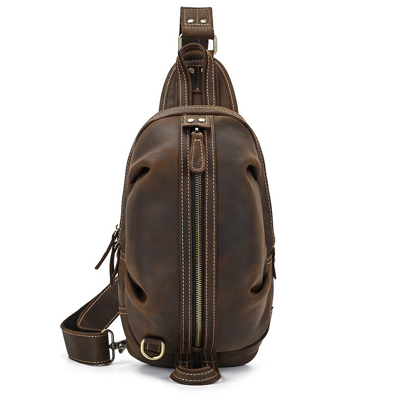 حقيبة صدر للرجال من الجلد الطب - مراجعة Genuine Leather Backpack وسعره