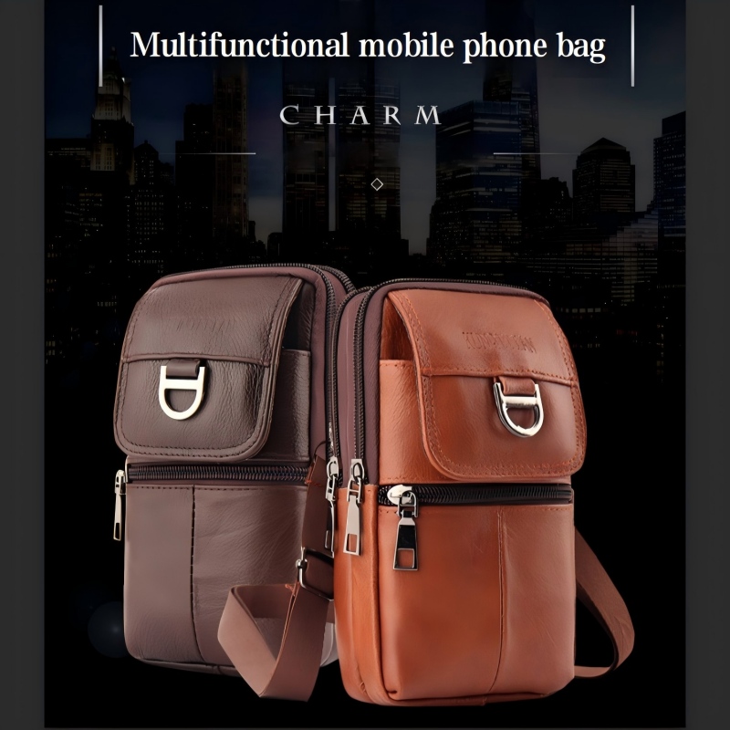 حقيبة خصر جلدية للرجال - حقيبة - مراجعة Genuine Leather Backpack وسعره