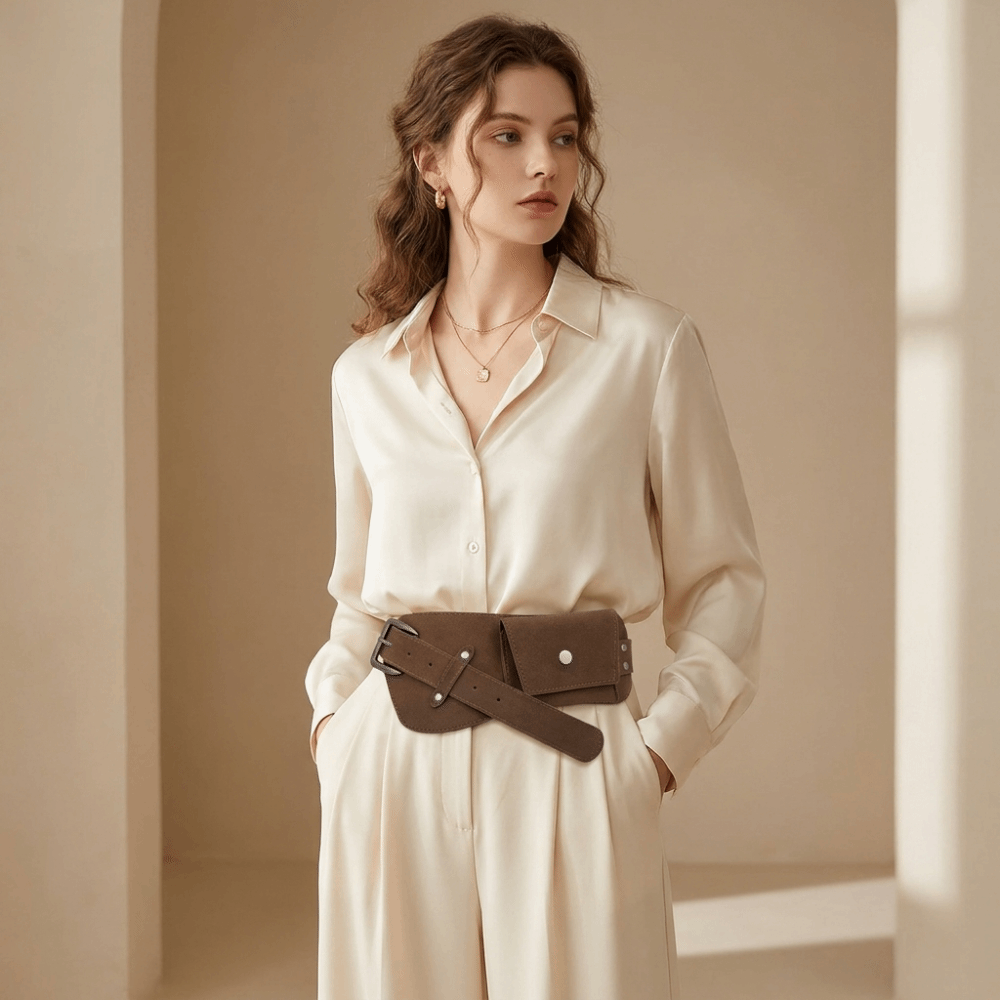 حزام خصر نسائي عريض من الجلد ا - مراجعة Belt Bag Leather Wide وسعره