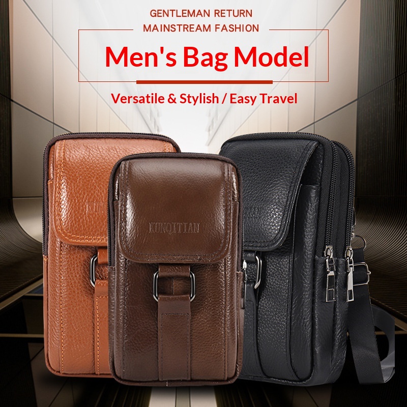 حقيبة هاتف رجالية من الجلد الأ - مراجعة Genuine Leather Backpack وسعره